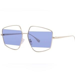 Fendi Gold Frame Sunglasses with Blue Lenses